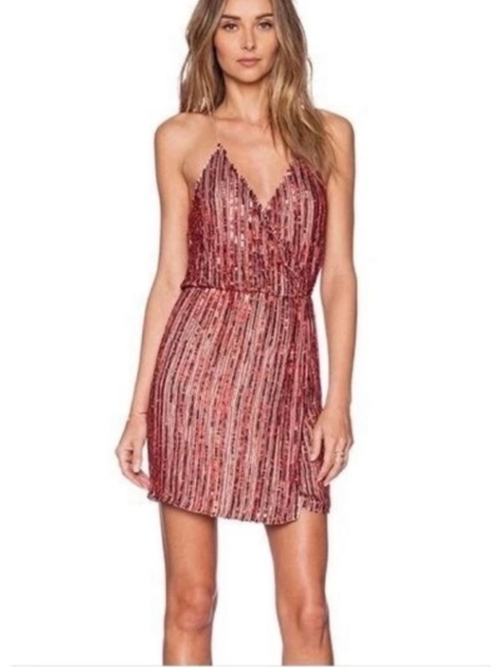 Parker Black Catarina Hot Coral Pink Sequin Formal Dress Size 6 Evening Gown